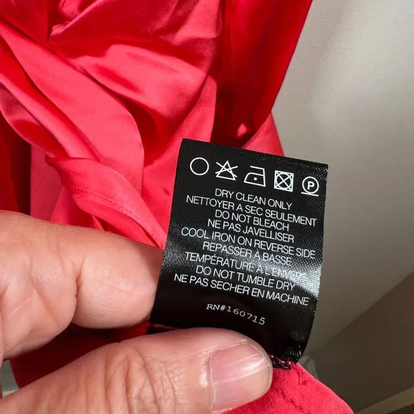 SER.O.YA Demi Silk Dress Size Medium Neon Coral Pink Shirt Dress Wrap Party - Picture 13 of 13